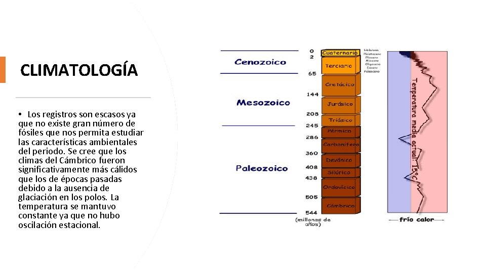 CLIMATOLOGÍA • Los registros son escasos ya que no existe gran número de fósiles