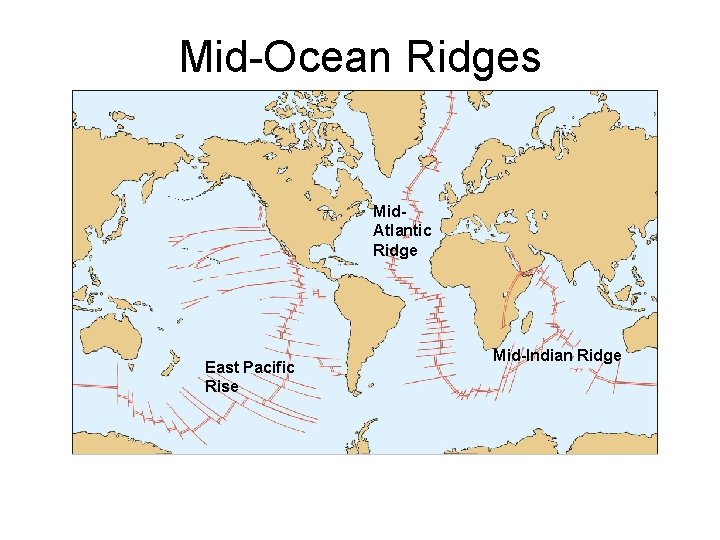 Mid-Ocean Ridges Mid. Atlantic Ridge East Pacific Rise Mid-Indian Ridge 