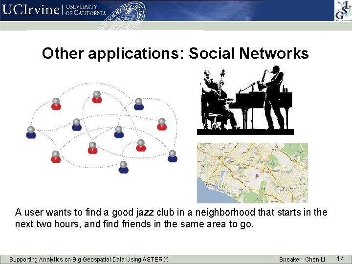 Other applications: Social Networks A user wants to find a good jazz club in