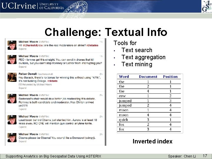 Challenge: Textual Info Tools for • Text search • Text aggregation • Text mining