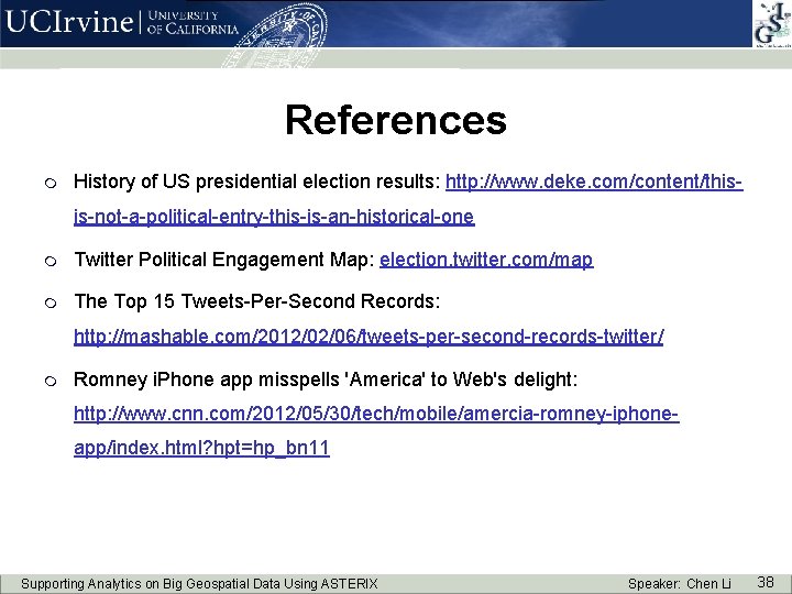 References m History of US presidential election results: http: //www. deke. com/content/thisis-not-a-political-entry-this-is-an-historical-one m Twitter