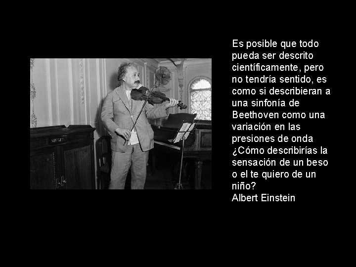 Es posible que todo pueda ser descrito científicamente, pero no tendría sentido, es como