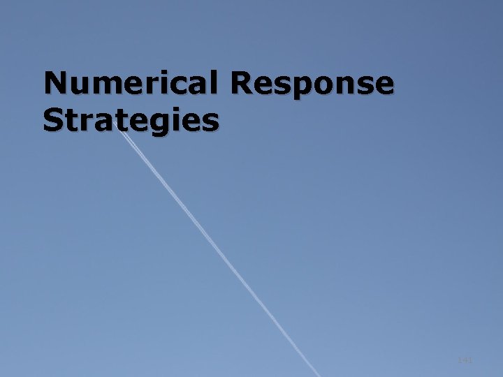 Numerical Response Strategies 141 