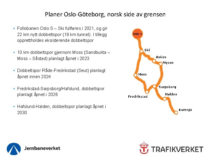 Planer Oslo-Göteborg, norsk side av grensen • Follobanen Oslo S – Ski fullføres i