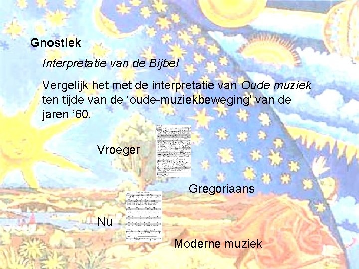 Gnostiek Interpretatie van de Bijbel Vergelijk het met de interpretatie van Oude muziek ten
