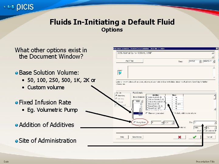 Fluids In-Initiating a Default Fluid Options What other options exist in the Document Window?