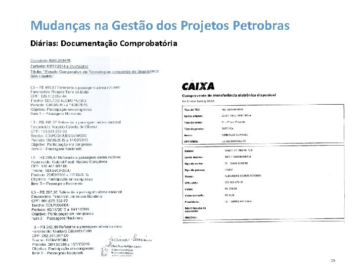 Mudanças na Gestão dos Projetos Petrobras Diárias: Documentação Comprobatória 25 
