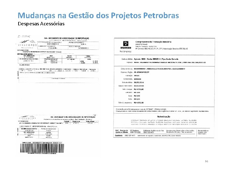 Mudanças na Gestão dos Projetos Petrobras Despesas Acessórias 51 