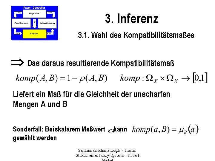 3. Inferenz 3. 1. Wahl des Kompatibilitätsmaßes Das daraus resultierende Kompatibilitätsmaß Liefert ein Maß