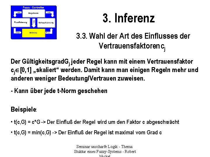3. Inferenz 3. 3. Wahl der Art des Einflusses der Vertrauensfaktoren cj Der Gültigkeitsgrad.