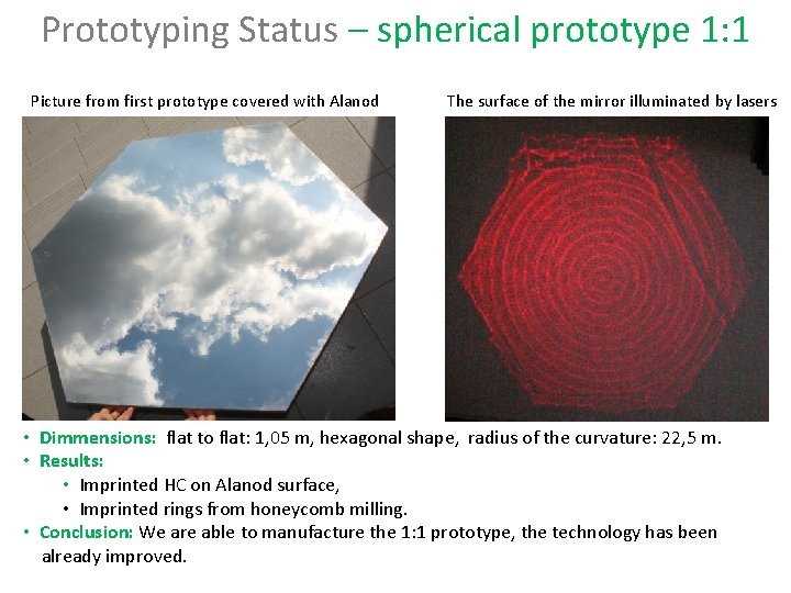Prototyping Status – spherical prototype 1: 1 Picture from first prototype covered with Alanod