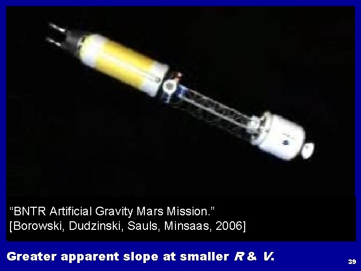 “BNTR Artificial Gravity Mars Mission. ” [Borowski, Dudzinski, Sauls, Minsaas, 2006] Greater apparent slope