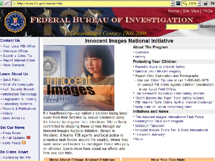 FBI Innocent Images (1) 14 Copyright © 2018 M. E. Kabay, J. Tower-Pierce &