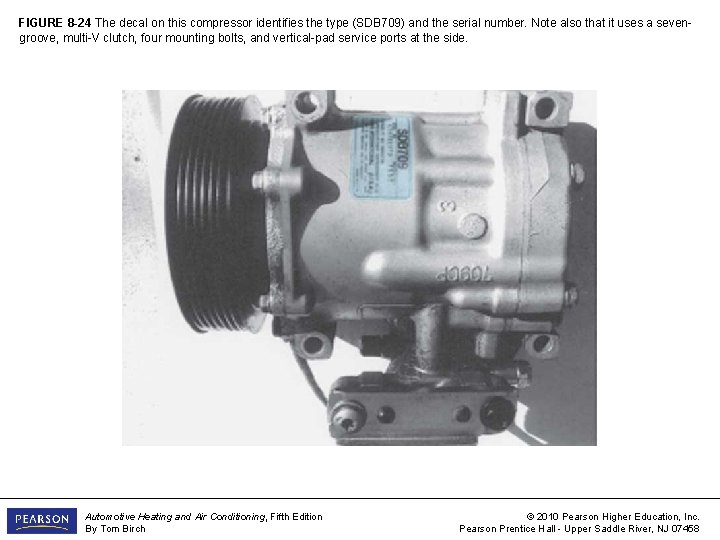 FIGURE 8 -24 The decal on this compressor identifies the type (SDB 709) and