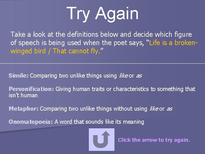 Try Again Take a look at the definitions below and decide which figure of
