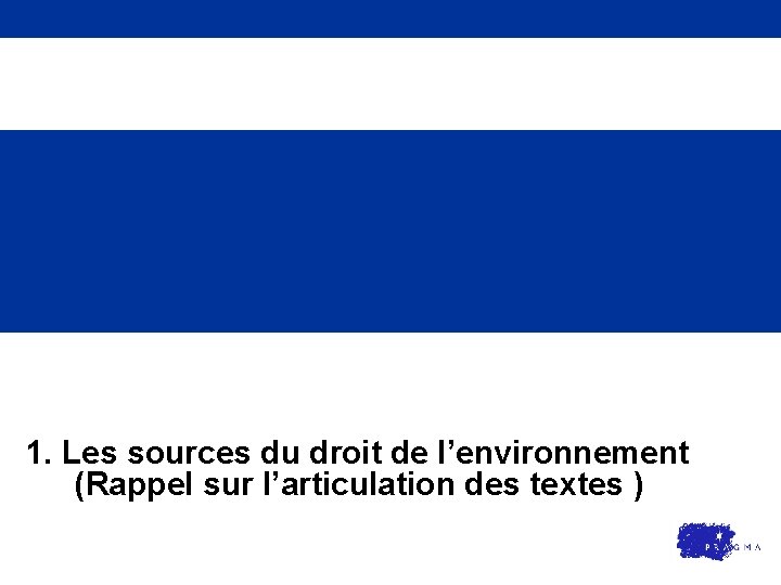 1. Les sources du droit de l’environnement (Rappel sur l’articulation des textes ) 