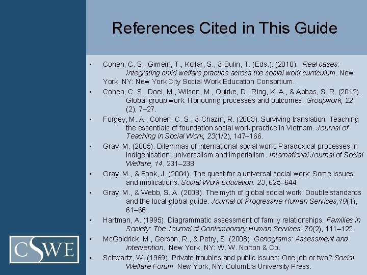 References Cited in This Guide • • • Cohen, C. S. , Gimein, T.