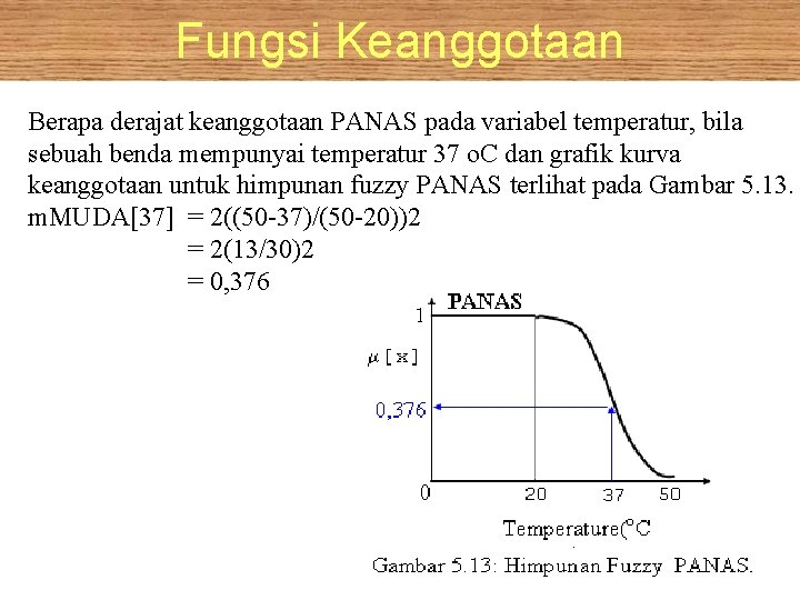 Fungsi Keanggotaan Berapa derajat keanggotaan PANAS pada variabel temperatur, bila sebuah benda mempunyai temperatur