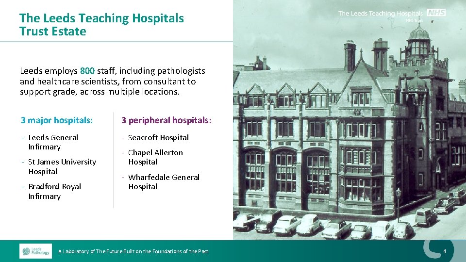 The Leeds Teaching Hospitals Trust Estate Leeds employs 800 staff, including pathologists and healthcare