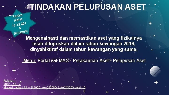 TINDAKAN PELUPUSAN ASET Tarikh Akhir 201 12. 9 is) (Kham Mengenalpasti dan memastikan aset