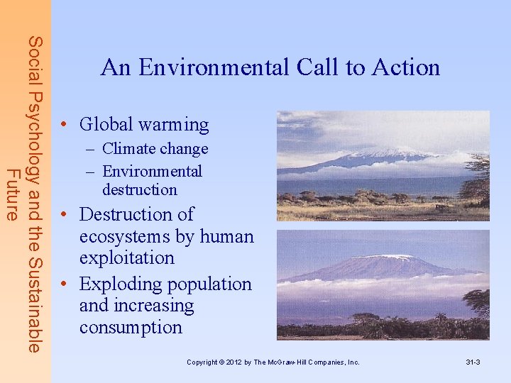 Social Psychology and the Sustainable Future An Environmental Call to Action • Global warming