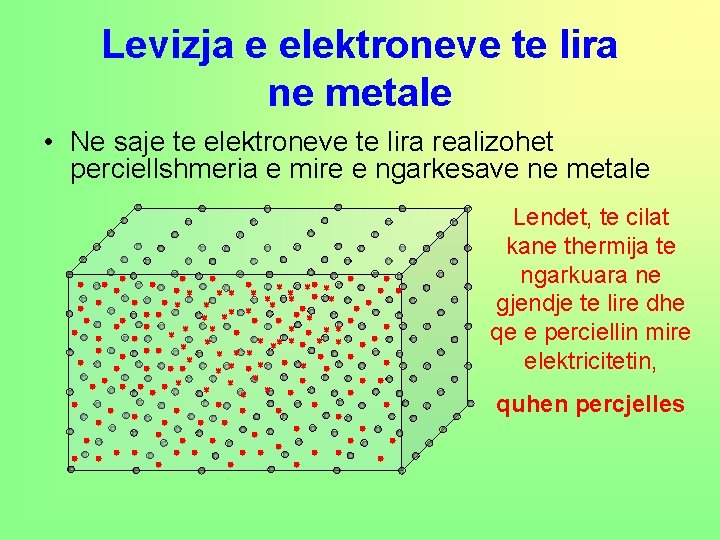 Levizja e elektroneve te lira ne metale • Ne saje te elektroneve te lira