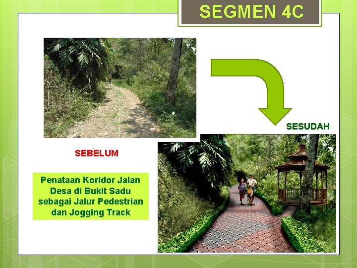 SEGMEN 4 C SESUDAH SEBELUM Penataan Koridor Jalan Desa di Bukit Sadu sebagai Jalur