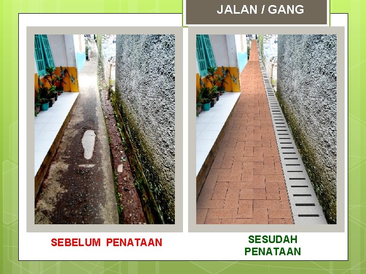 JALAN / GANG SEBELUM PENATAAN SESUDAH PENATAAN 