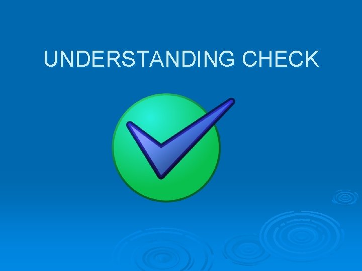 UNDERSTANDING CHECK 