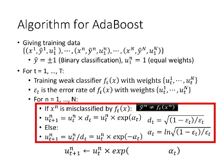 Algorithm for Ada. Boost • 