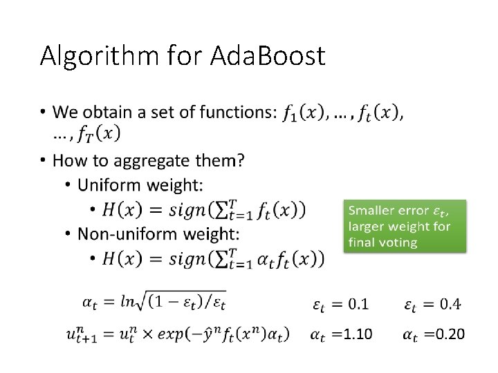 Algorithm for Ada. Boost • 