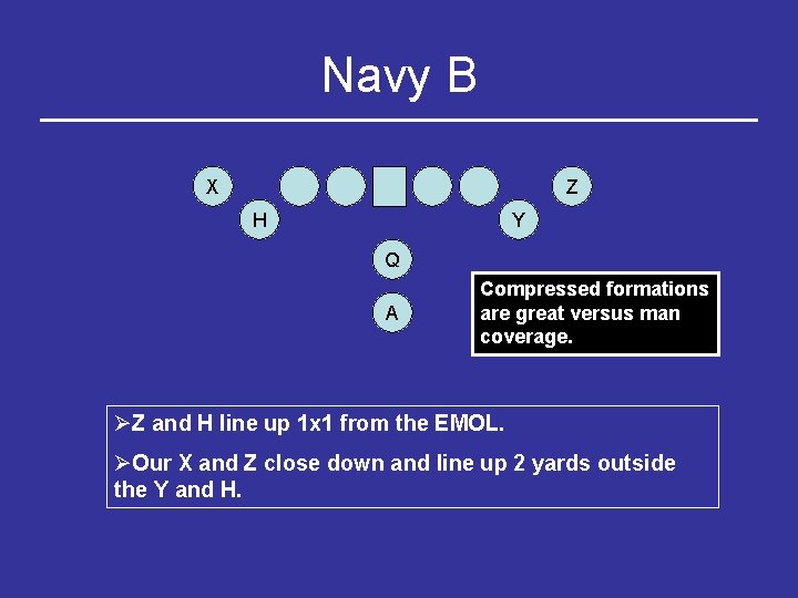 Navy B X Z H Y Q A Compressed formations are great versus man