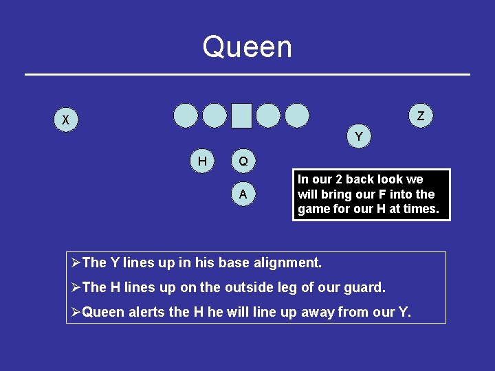 Queen Z X Y H Q A In our 2 back look we will