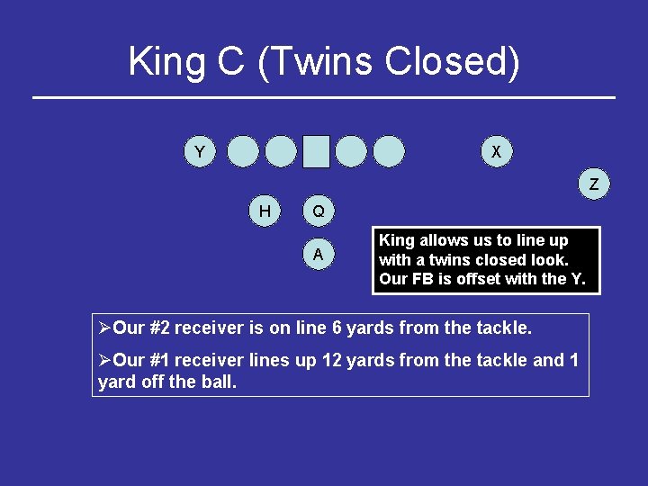 King C (Twins Closed) Y X Z H Q A King allows us to