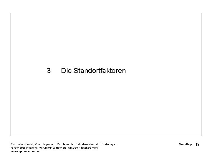 3 Die Standortfaktoren Schmalen/Pechtl, Grundlagen und Probleme der Betriebswirtschaft, 13. Auflage. © Schäffer-Poeschel Verlag