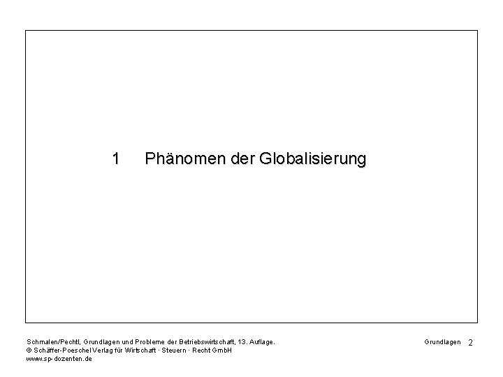 1 Phänomen der Globalisierung Schmalen/Pechtl, Grundlagen und Probleme der Betriebswirtschaft, 13. Auflage. © Schäffer-Poeschel