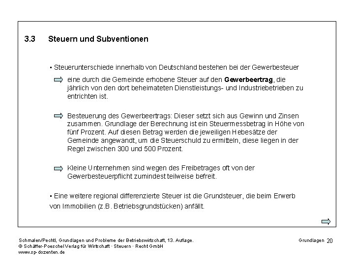 3. 3 Steuern und Subventionen • Steuerunterschiede innerhalb von Deutschland bestehen bei der Gewerbesteuer