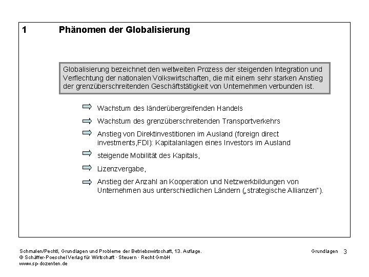 1 Phänomen der Globalisierung bezeichnet den weltweiten Prozess der steigenden Integration und Verflechtung der