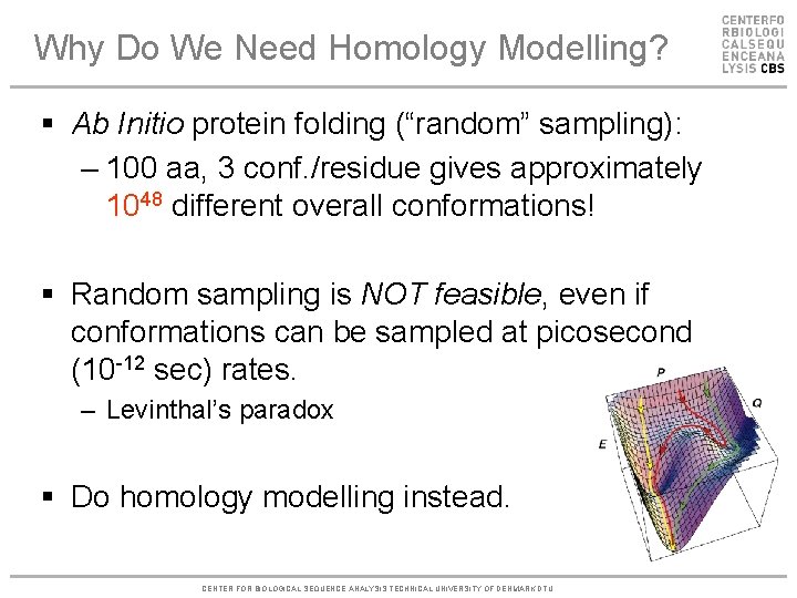 Why Do We Need Homology Modelling? § Ab Initio protein folding (“random” sampling): –