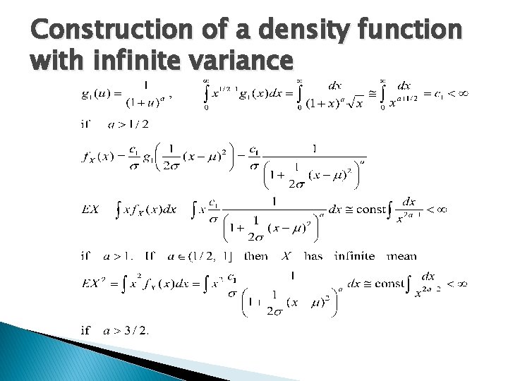 Construction of a density function with infinite variance 