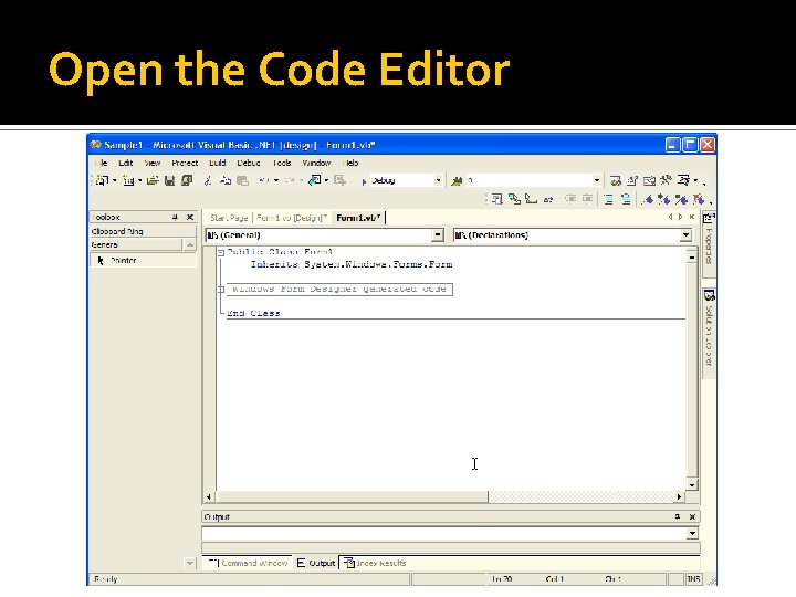 Open the Code Editor Open the Code Editor