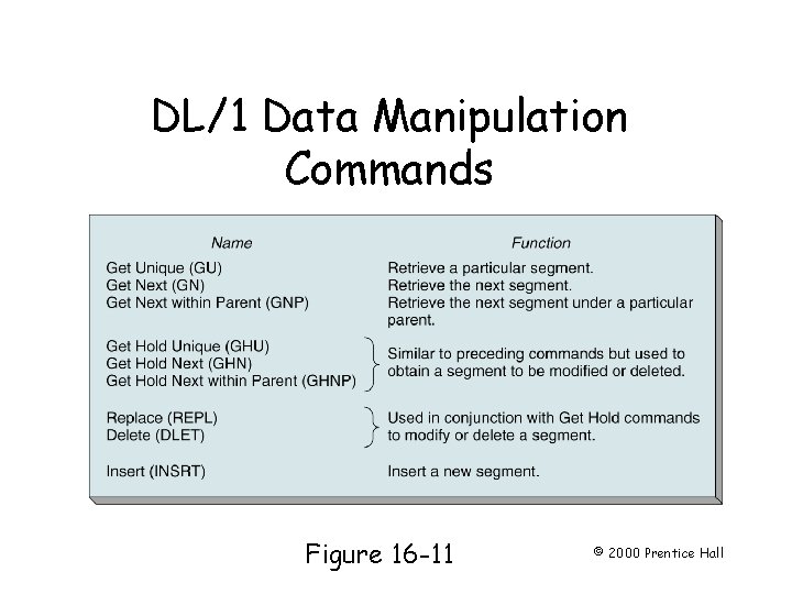 DL/1 Data Manipulation Commands Page 462 Figure 16 -11 © 2000 Prentice Hall 