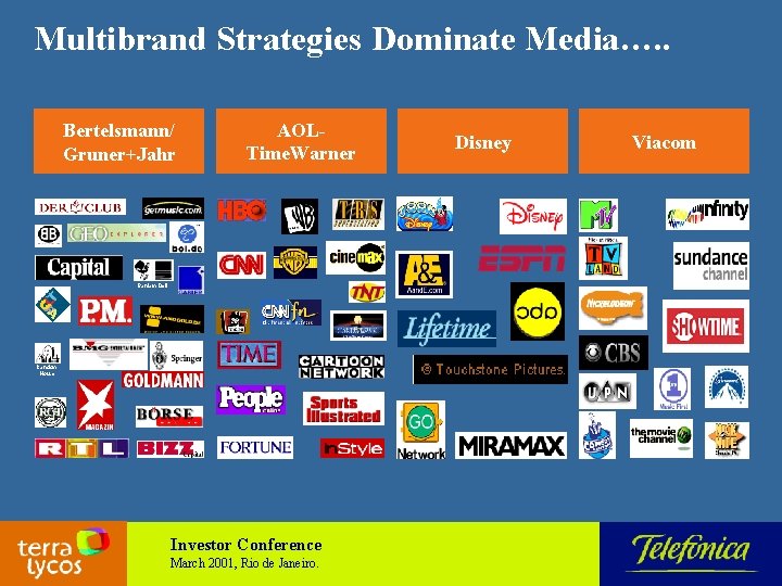 Multibrand Strategies Dominate Media…. . Bertelsmann/ Gruner+Jahr AOLTime. Warner Bantam Dell Random House Investor