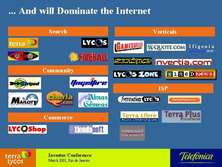 . . . And will Dominate the Internet Search Verticals Ifigenia PLUS Community ISP