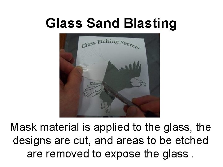 Glass Sand Blasting Mask material is applied to the glass, the designs are cut,