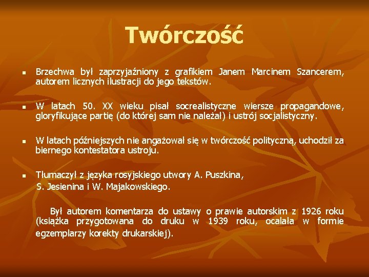 Twórczość n n Brzechwa był zaprzyjaźniony z grafikiem Janem Marcinem Szancerem, autorem licznych ilustracji