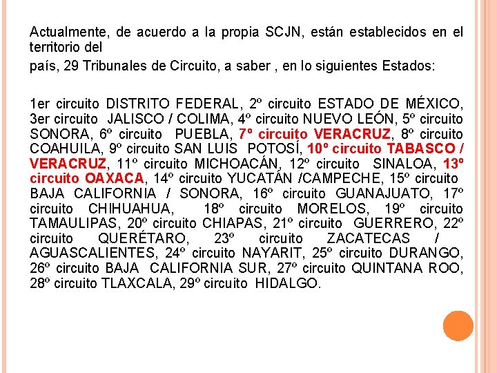 Actualmente, de acuerdo a la propia SCJN, están establecidos en el territorio del país,