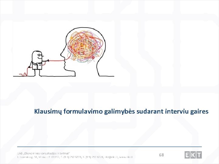 Klausimų formulavimo galimybės sudarant interviu gaires 68 