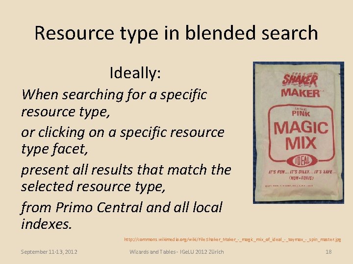 Resource type in blended search Ideally: When searching for a specific resource type, or