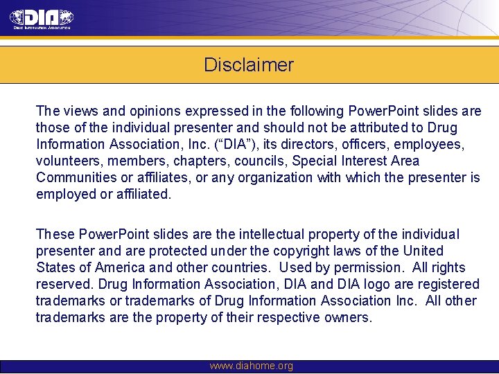 Disclaimer The views and opinions expressed in the following Power. Point slides are those